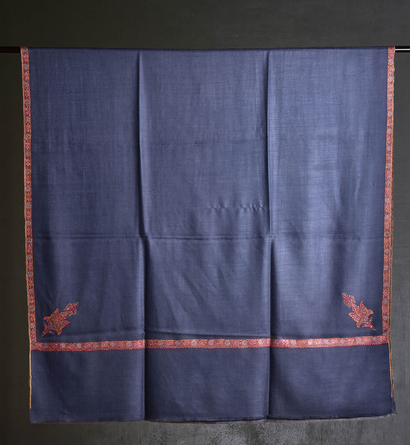 Pashmina Shawl with Corner Floral Motifs - Image 4
