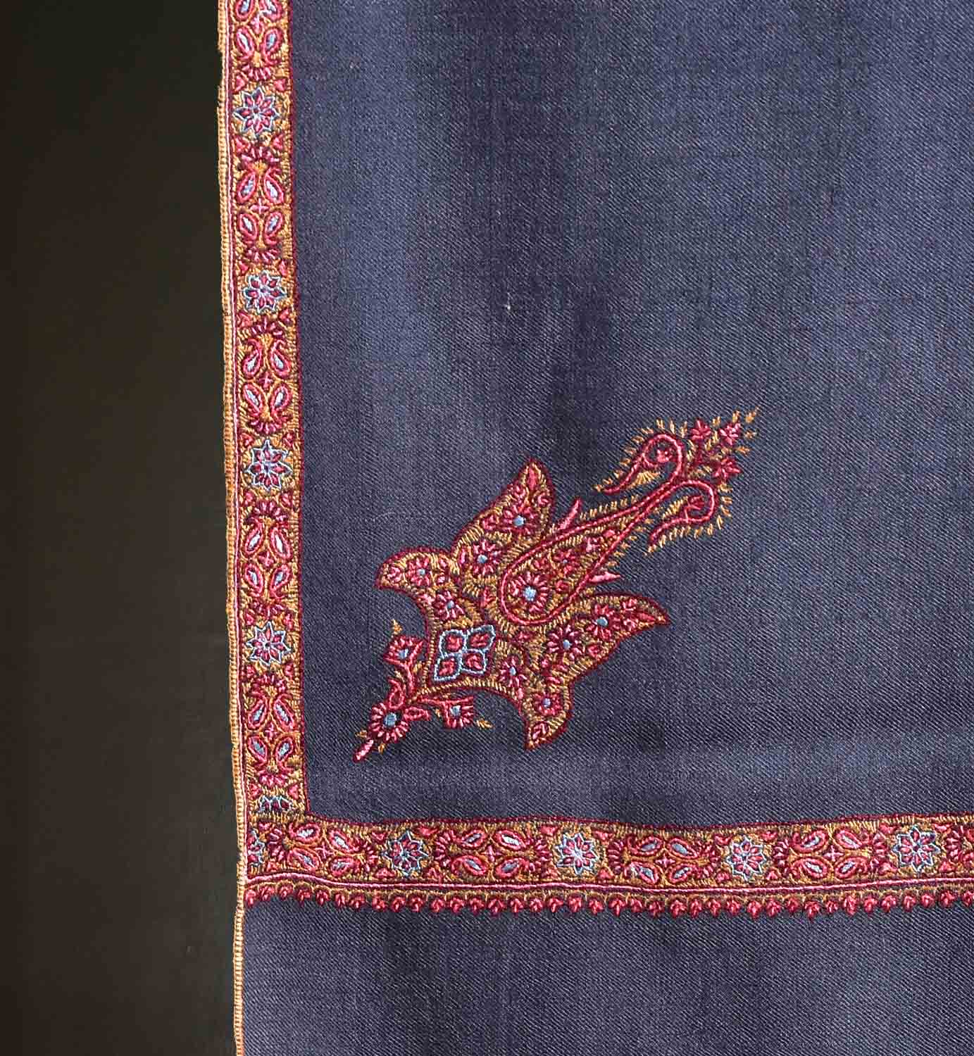 Pashmina Shawl with Corner Floral Motifs - Image 3