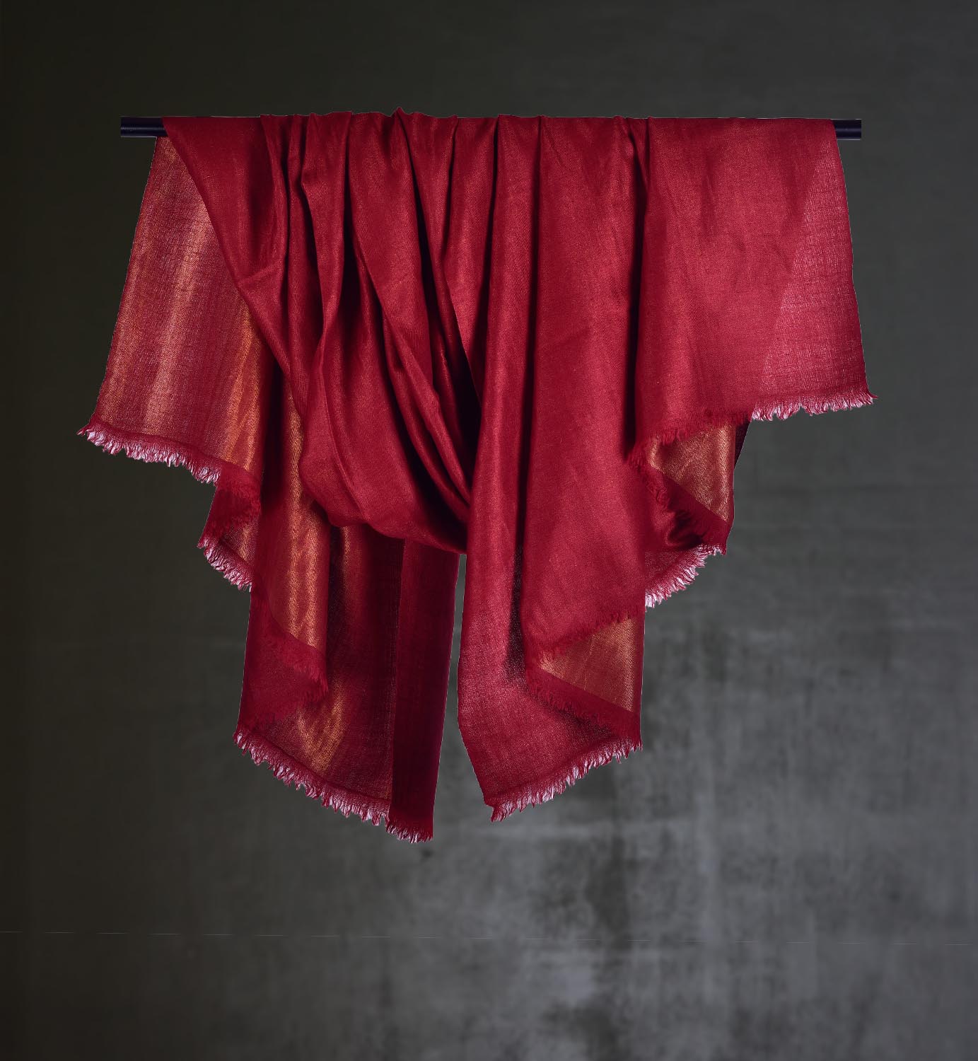 Reversible Zari Pashmina Shawl in Red