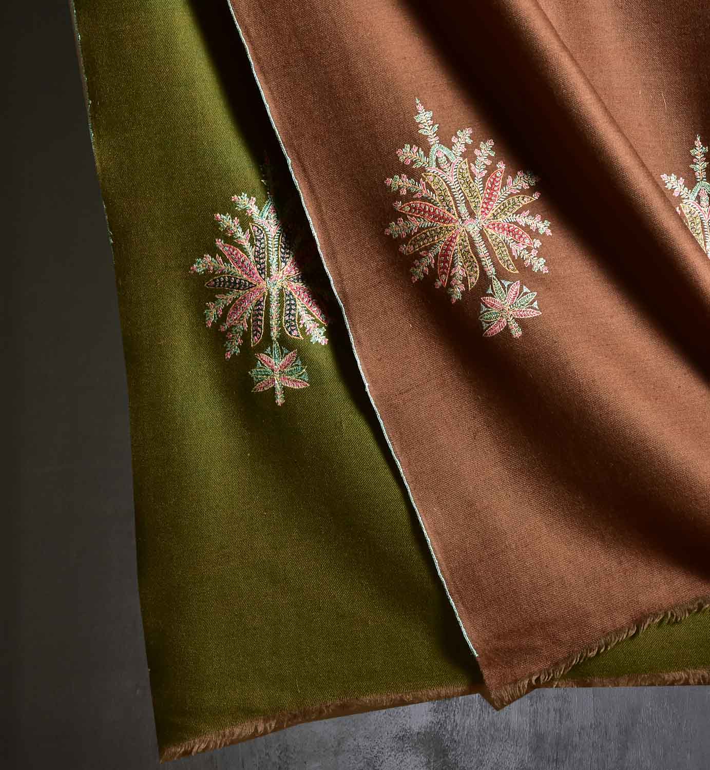 Olive & Brown Reversible Pashmina Scarf