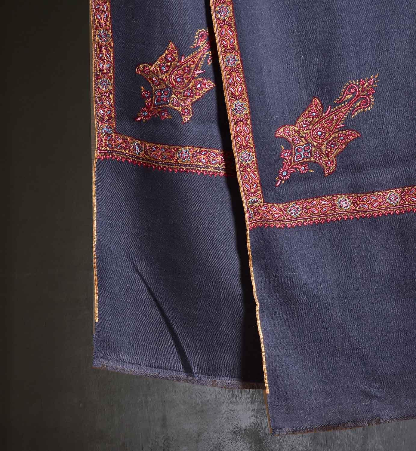 Pashmina Shawl with Corner Floral Motifs