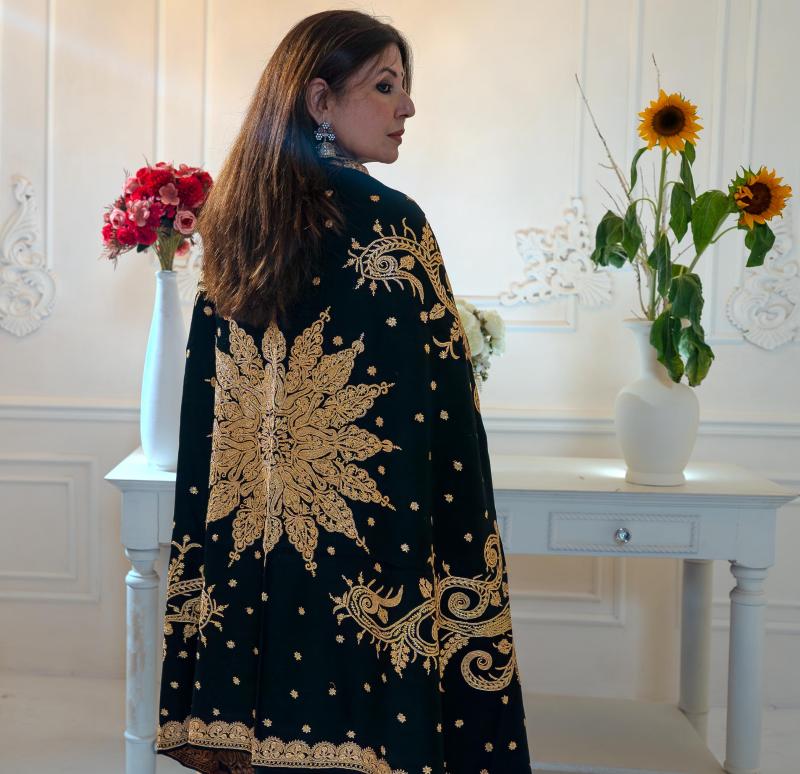Noor Handwoven Pashmina Shawl with Hand Tilla Work